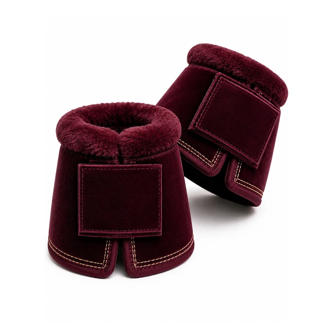 Burgundy Velvet Bell Boots